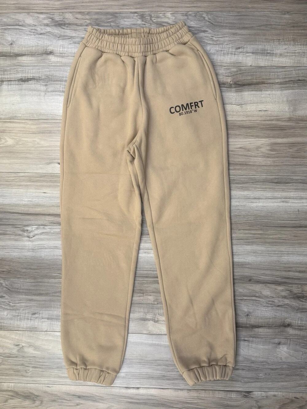 Comfrt Coordinate Sweatpants Sand Tan Beige Unisex Size XS Oversized NEW
